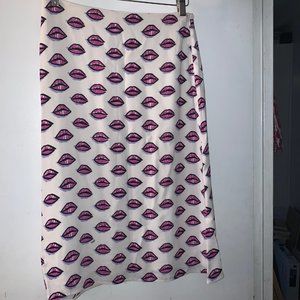 PRADA Lip Lips Print Silk Viscose Skirt  IT 40, 4  RARE